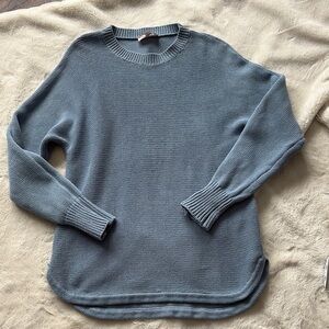 Philosophy Blue Ribbed Long Sleeve Top – Size M | Soft Knit Crew Neck |